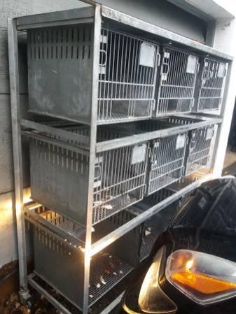 Fenco Rabbits, birds, small animals, USA Vintage 9 cage rack on wheels