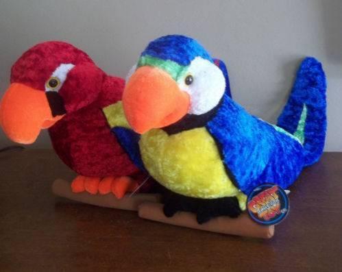 TWO macaw PARROTS stuffed toys NEW w/ tags LIFELIKE realistic
