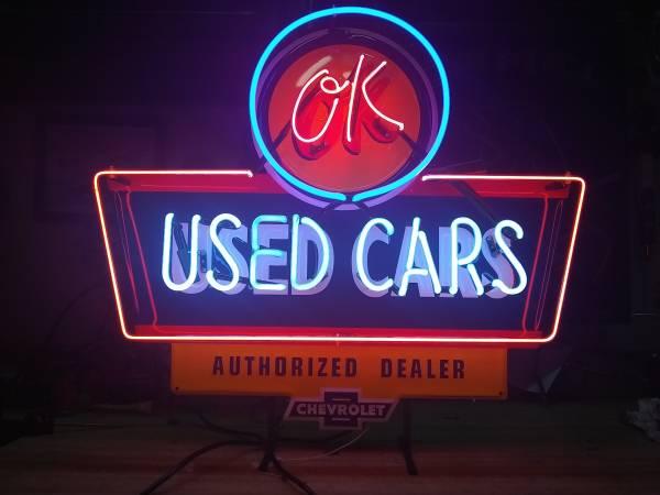 OK used cars neon sign new